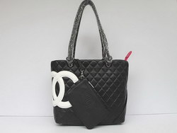 AAA Chanel Classic Black Tote Bags with White CC Logo 9005 Knockoff